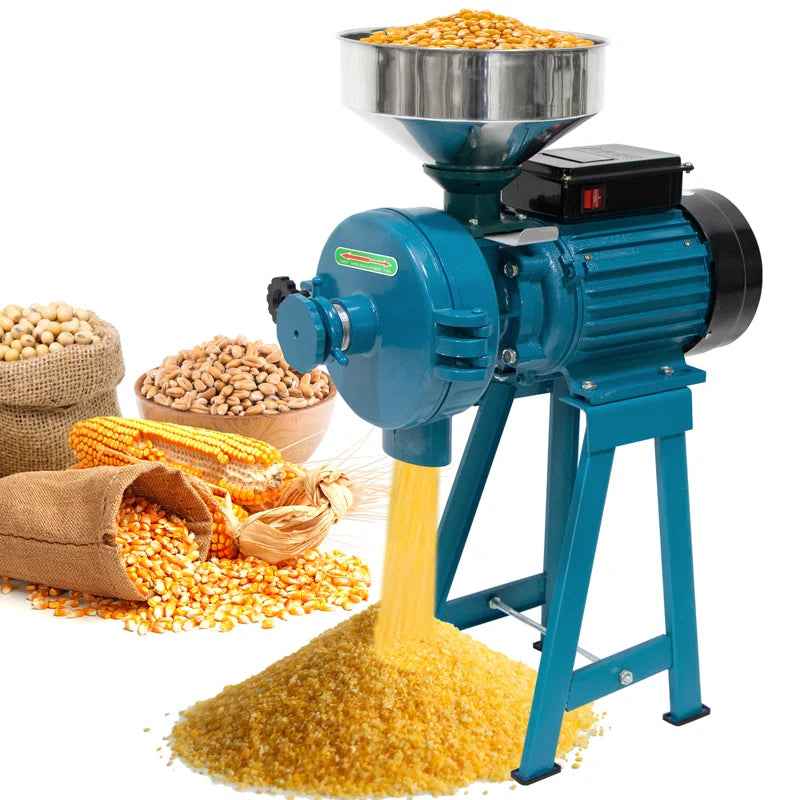 Grain Mills, Upgraded 3000W Wet Dry Cereals Grinder Electric Grain Grinder Corn Mill Heavy Duty 110V Commercial Grain Grinder Machine with Funnel