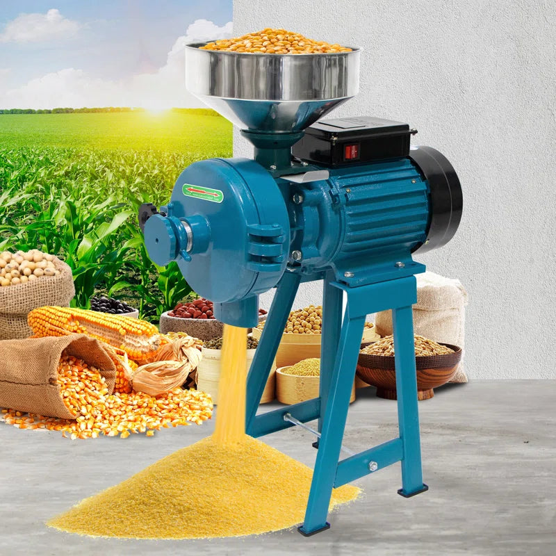 Grain Mills, Upgraded 3000W Wet Dry Cereals Grinder Electric Grain Grinder Corn Mill Heavy Duty 110V Commercial Grain Grinder Machine with Funnel