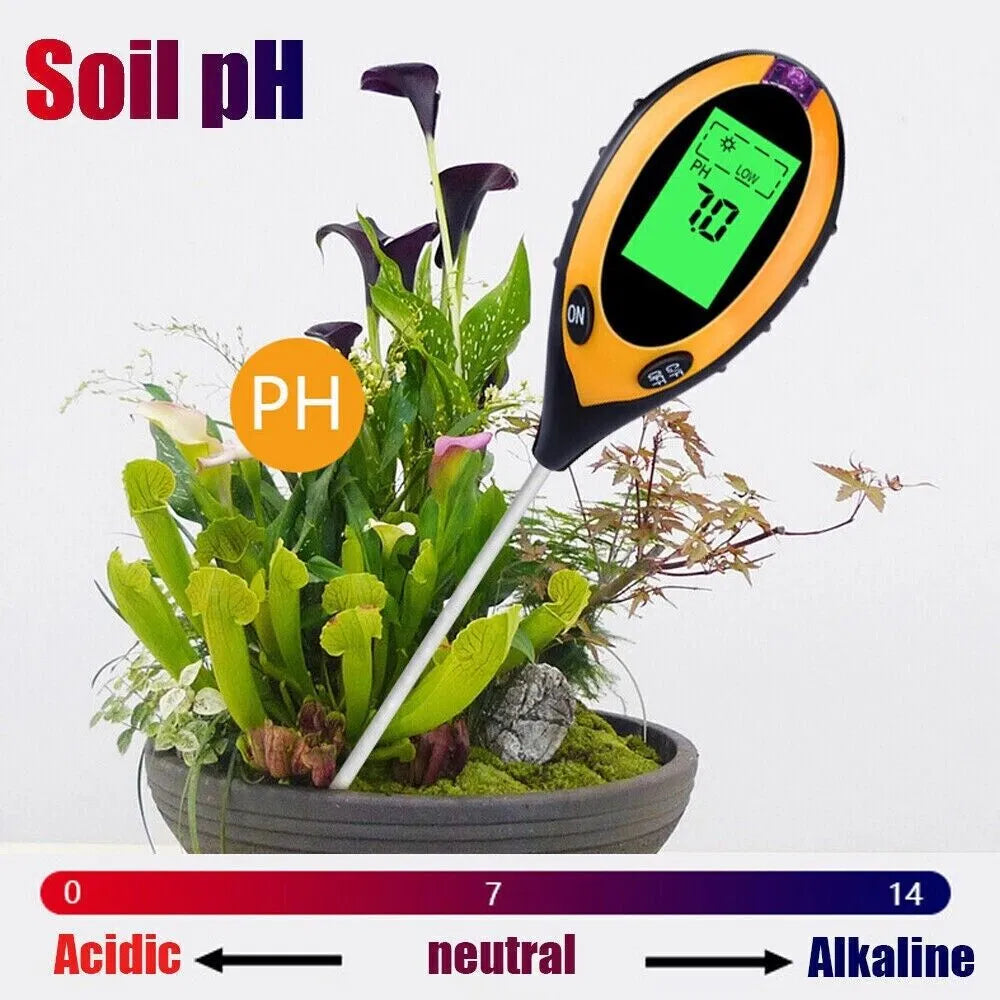 4 in 1 LCD Digital Soil Tester PH Water Temperature Sunlight Plant Test