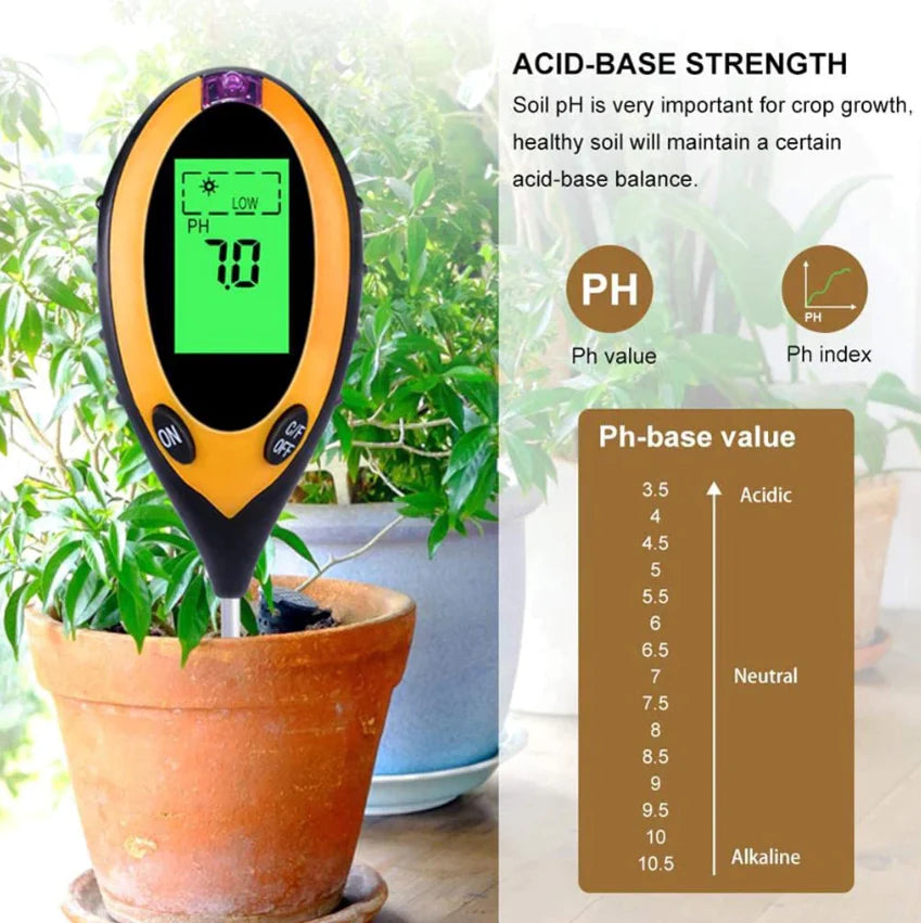 4 in 1 LCD Digital Soil Tester PH Water Moisture Temperature Sunlight Plant Test
