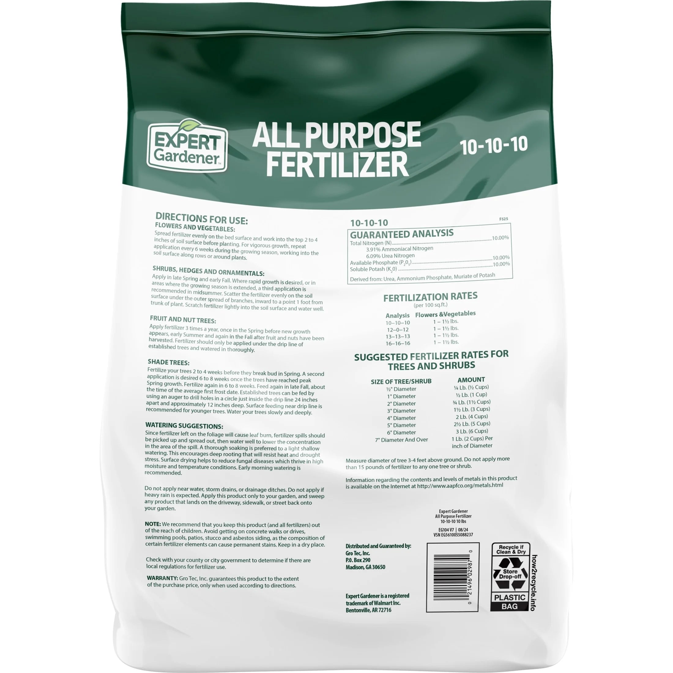 All Purpose Plant Fertilizer, 10-10-10 Fertilizer, 10 Lb.