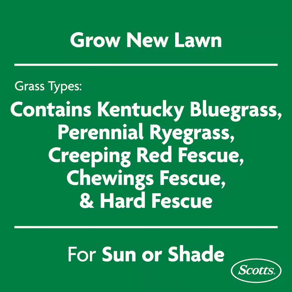 Turf Builder 32 Lbs. Grass Seed Sun & Shade Mix with Fertilizer and Soil Improver Thrives in a Variety of Conditions