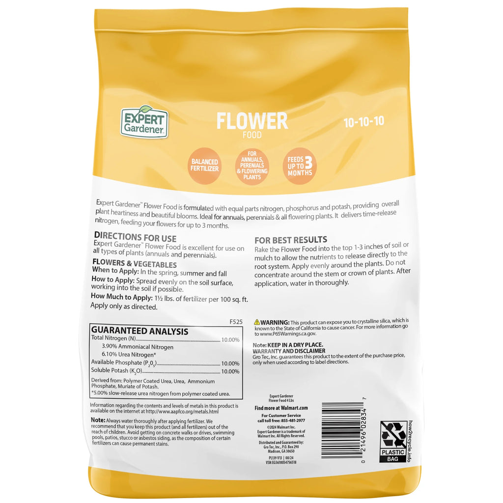 Flower Plant Food Fertilizer 10-10-10, 4 Lb.