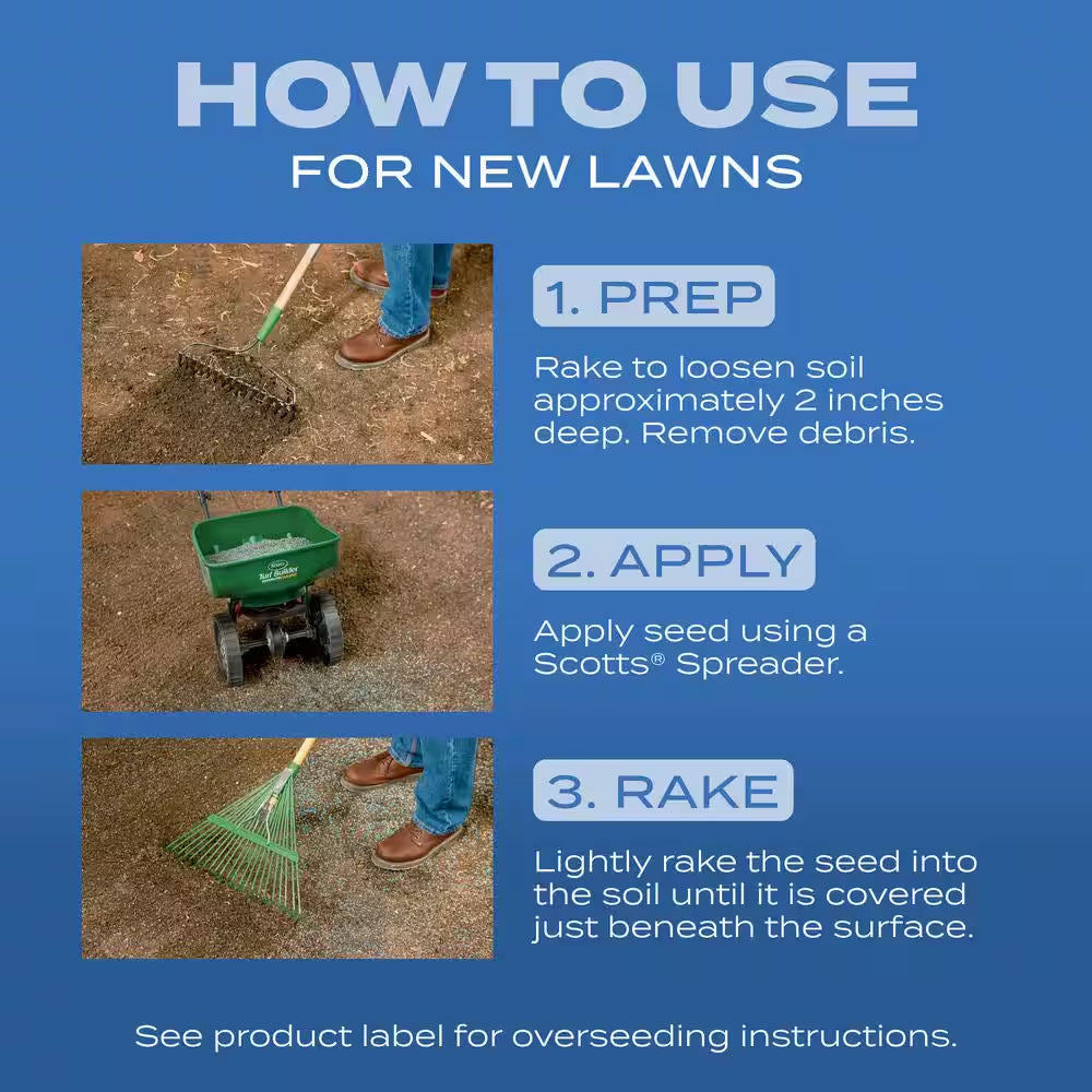 Turf Builder 32 Lbs. Grass Seed Sun & Shade Mix with Fertilizer and Soil Improver Thrives in a Variety of Conditions