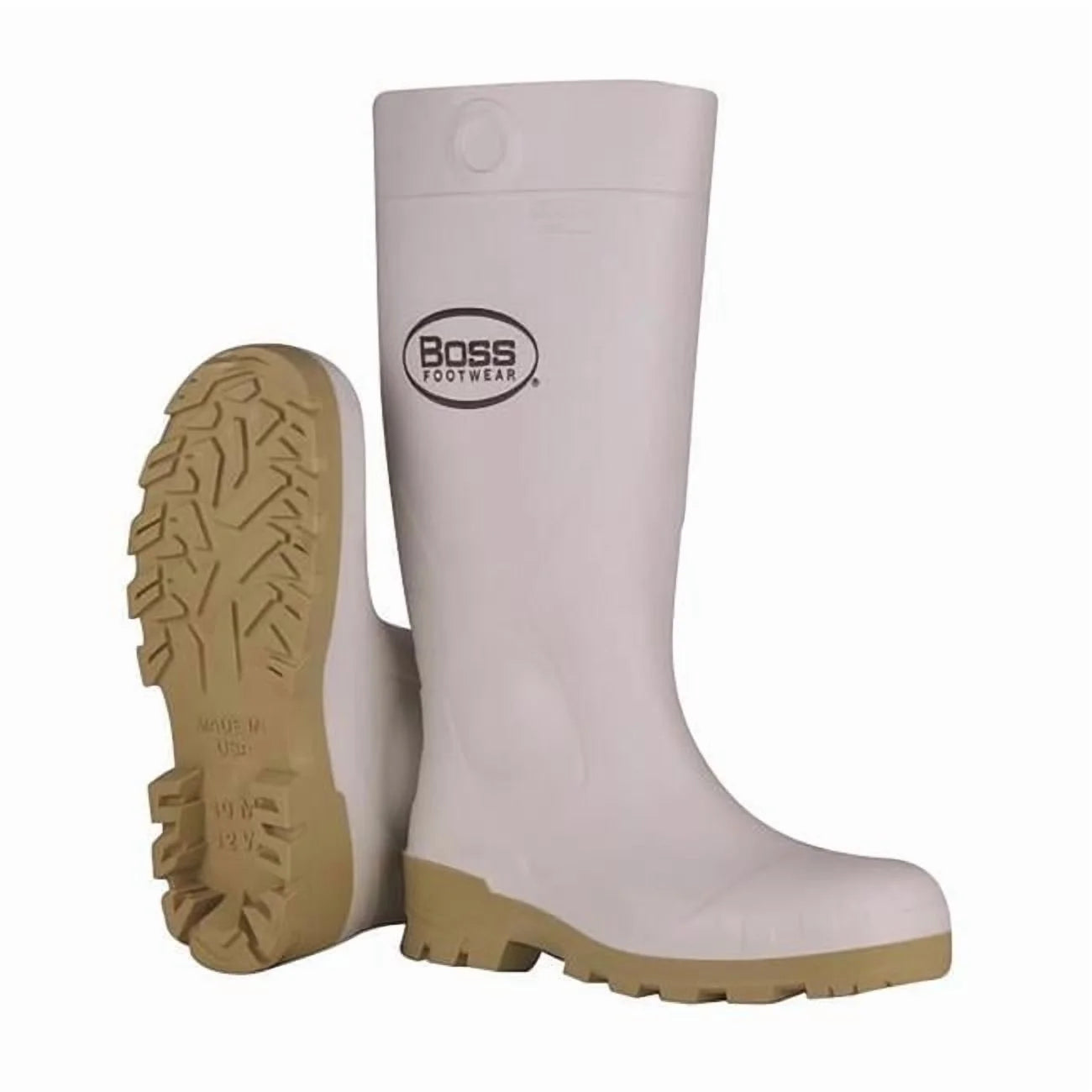 8071435 16 In. Waterproof Unisex PVC Plain Boots, White - Size 9 US - Pack of 2