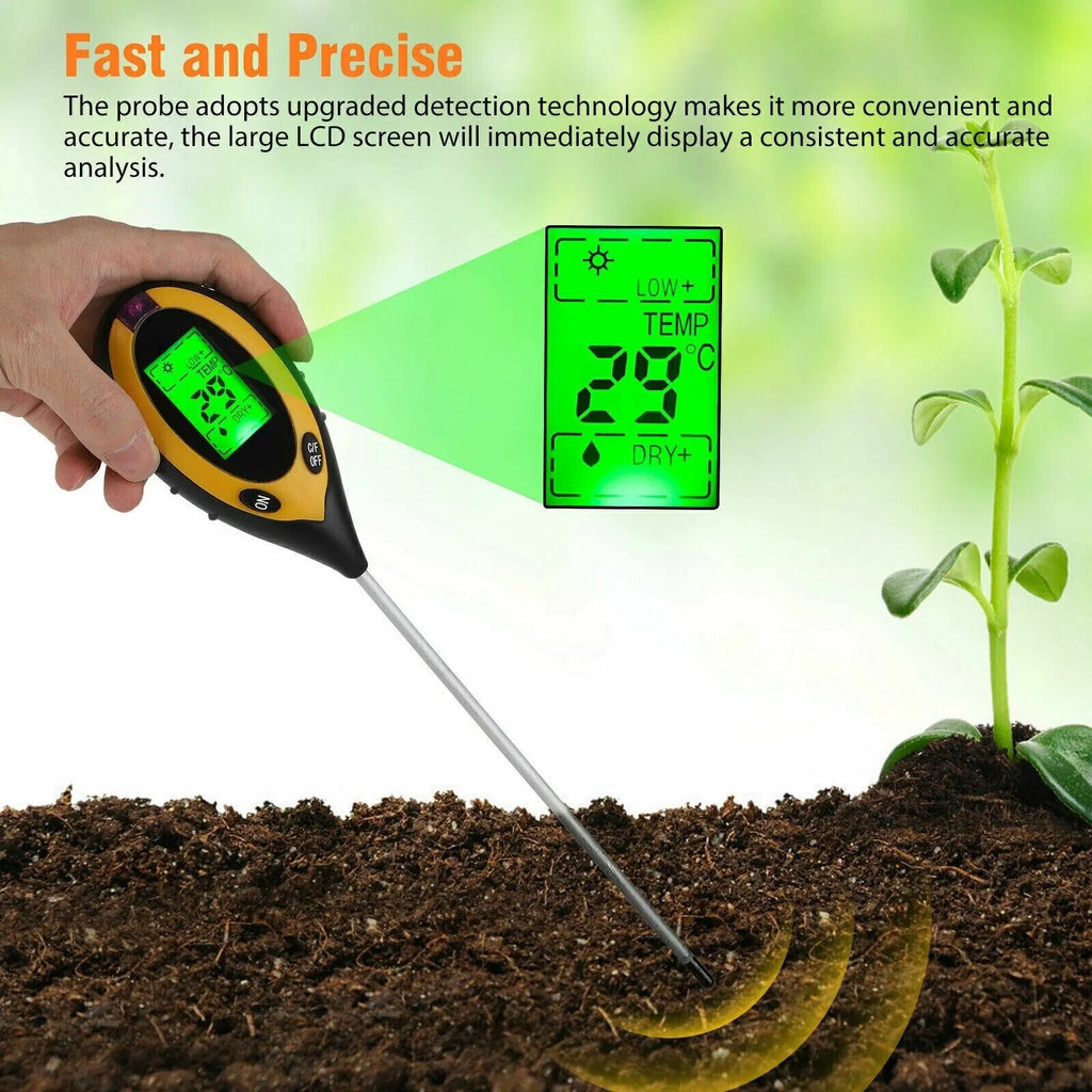4 in 1 LCD Digital Soil Tester PH Water Temperature Sunlight Plant Test