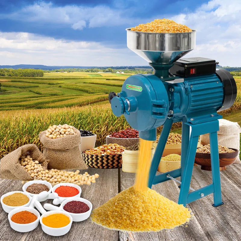Grain Mills, Upgraded 3000W Wet Dry Cereals Grinder Electric Grain Grinder Corn Mill Heavy Duty 110V Commercial Grain Grinder Machine with Funnel