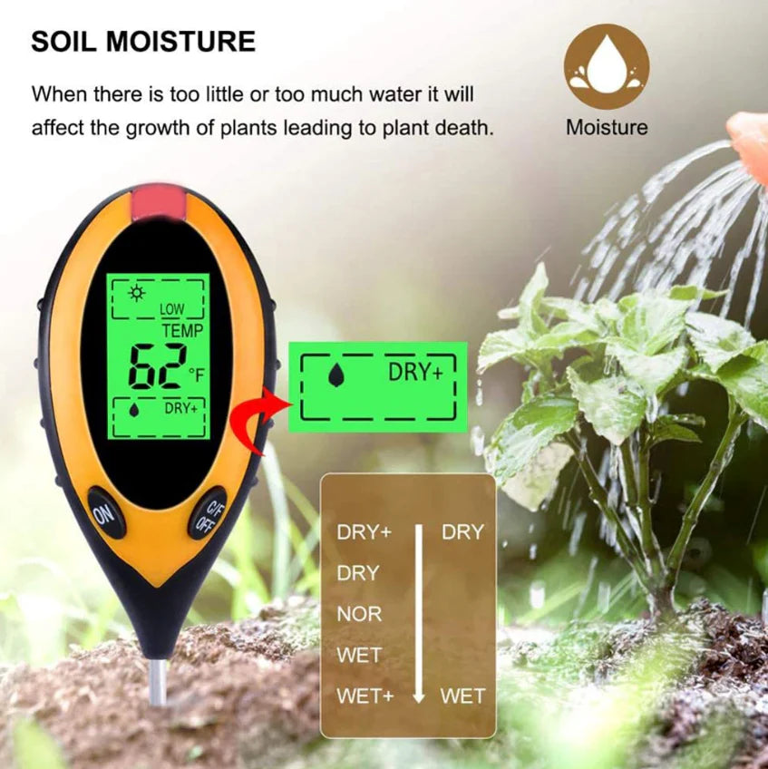 4 in 1 LCD Digital Soil Tester PH Water Moisture Temperature Sunlight Plant Test